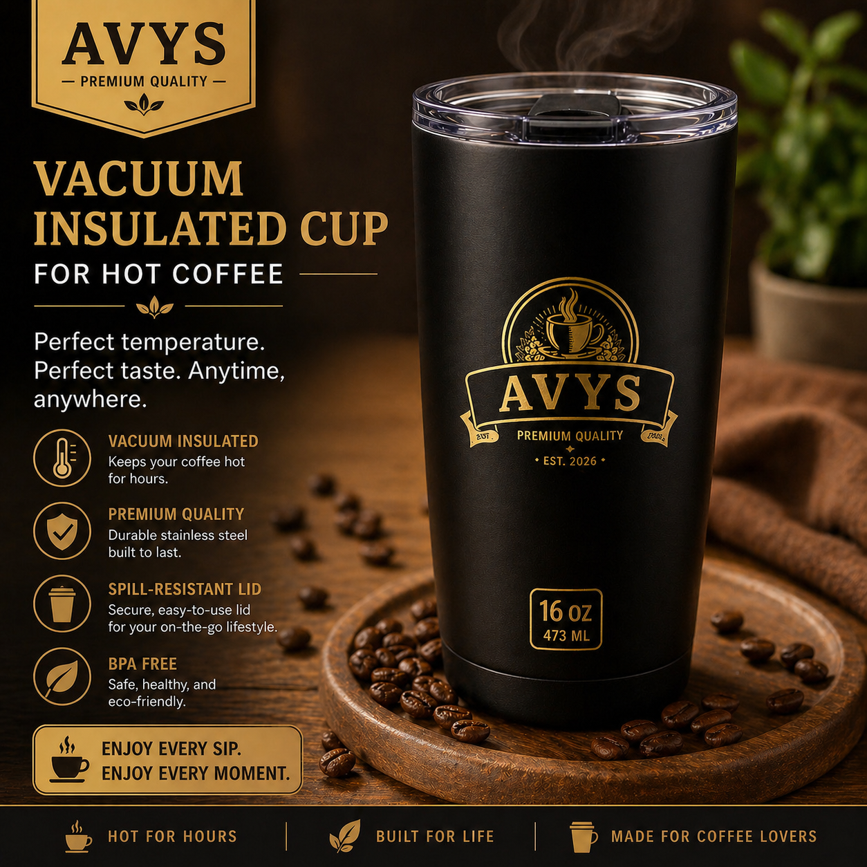 AVYS Vacuum Insulated Coffee Tumbler - 16oz
